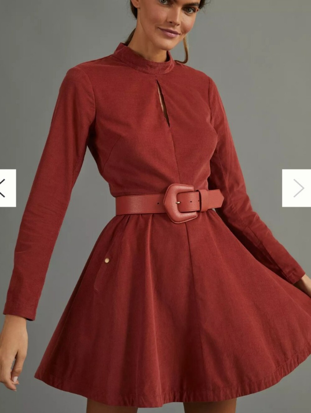 Maeve Anthropologie Rust Long Sleeve Fit & Flare Dress